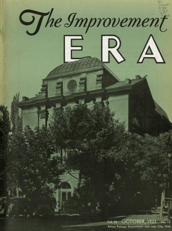 Article about economic collapse in The Improvement Era, Vol. 36, October 1933, No. 12